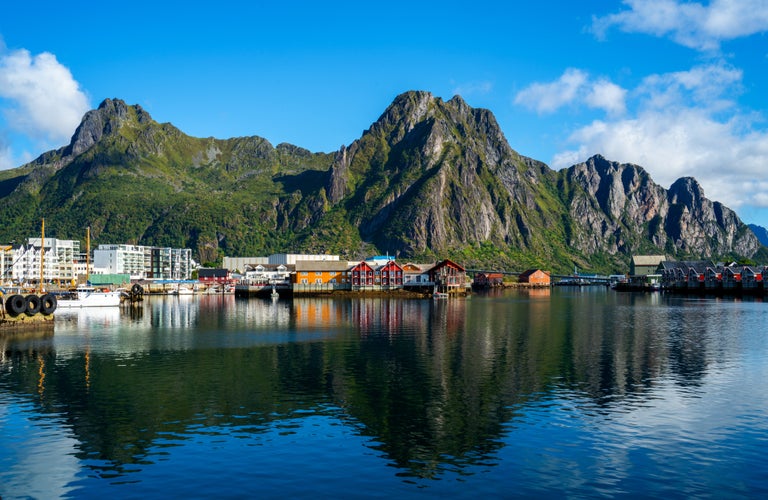 View upon the harbor of Svolvaer, Lofoten islands, Norway.