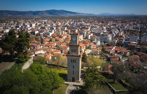 Photo of aerial view of historical protected town of Gjirocaster , Southern Albania.