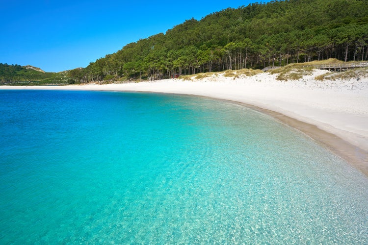 Photo of Islas Cies islands Rodas beach turquoise of Vigo of Galicia Spain.