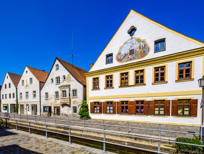 famous historic buildings at the old town of freising - bavaria