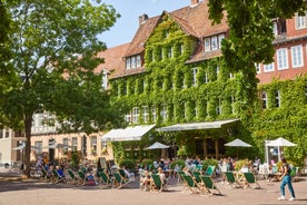 Photo of scenic summer view of the Old Town architecture with Elbe river embankment in Dresden, Saxony, Germany.