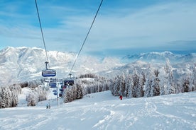 Photo of loisach river flowing through garmisch-partenkirchen, idyllic winter landscape bavaria.