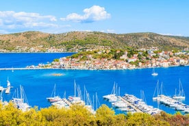 Photo of Rogoznica turquoise bay and Dragon Eye lake aerial view, Dalmatia region of Croatia.