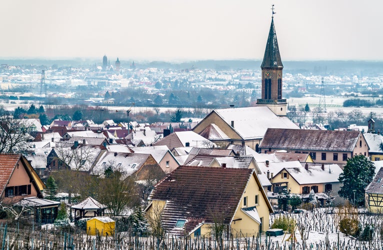 Photo of Saint Matrin Church in Kintzheim, a village in Bas-Rhin - Alsace region of France .