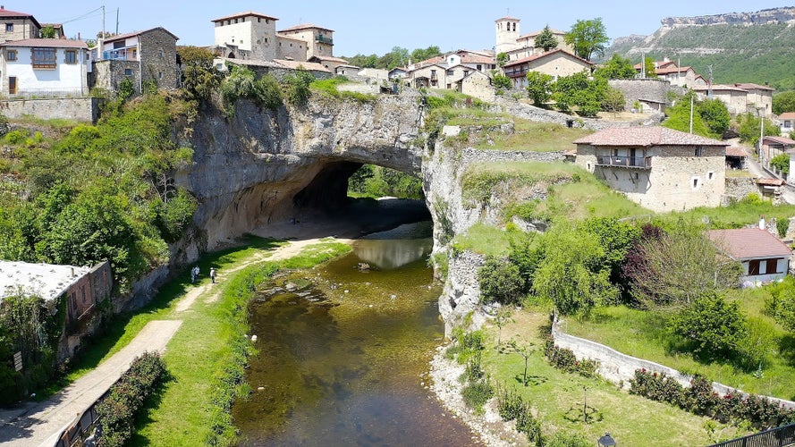 Photo of Aerial view of the spectacular town of Puentedei, province of Burgos, region of Las Merindades, Spain