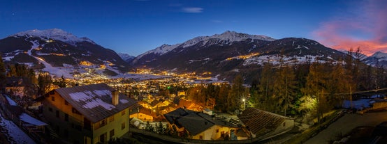 photo of panoramic view of Bormio town in Italy.