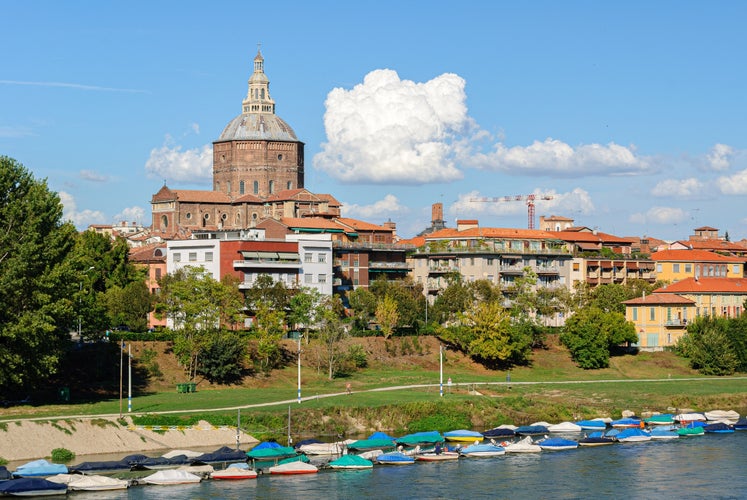 Skyline of Pavia with the big dome of the cathedral