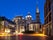 photo of view of Square version of the cathedral of Aachen, Germany with night blue sky. Aachen, Germany.