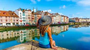 Photo of Toulouse and Garonne river aerial panoramic view, France.