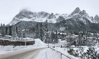 photo of an aerial view of San Martino di Castrozza in Italy.