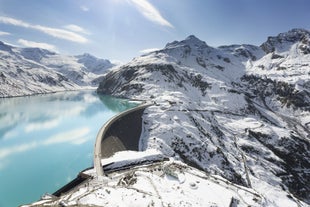 Photo of aerial view of village Kaprun, Kitzsteinhorn glacier, Austria.