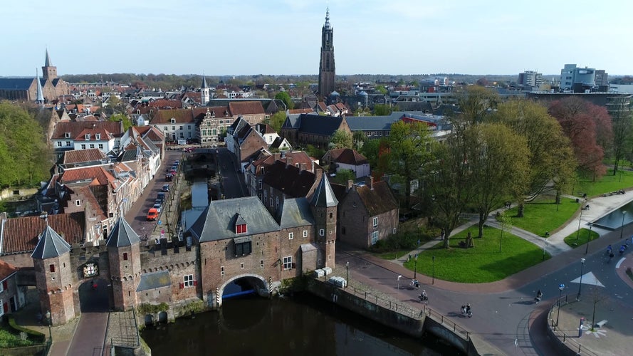 photo of view of Wide panoramic aerial view of the medieval Dutch city centre of Utrecht, the Netherlands.