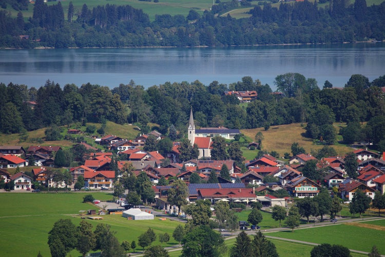 Photo of Panoramic view of the Destination Schwangau and the Forggen lake in Schwangau - Bavaria, Germany.