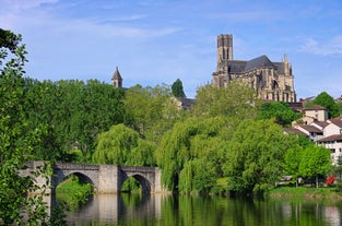 Photo of Toulouse and Garonne river aerial panoramic view, France.