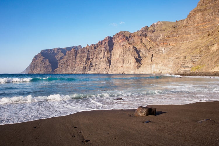 Photo of beautiful beach at Los Gigantes, Tenerife, Canary Islands, Spain.