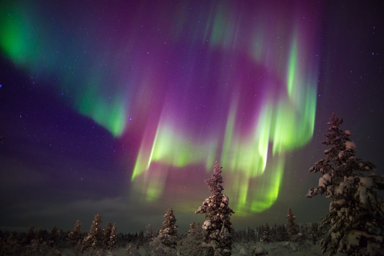 Photo of aurora borealis (northern lights) in Lapland, Ivalo.