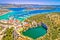 Photo of Rogoznica turquoise bay and Dragon Eye lake aerial view, Dalmatia region of Croatia.