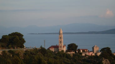 Photo of aerial view of gorgeous azure scene of summer Croatian landscape in Podgora, Dalmatia, Croatia.