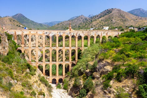 photo of view of Old aqueduct in Nerja, Costa del Sol, Spain