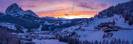 photo of panoramic view of Val Gardena in Italy.