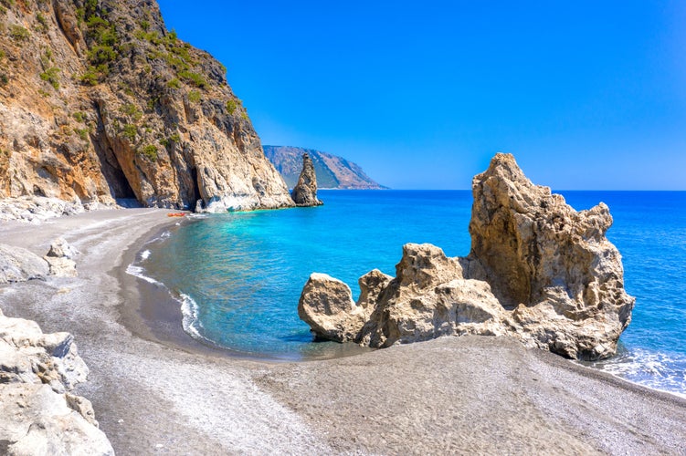 Photo of amazing Kalogeros beach near Agia Roumeli, Chania, Crete, Greece.