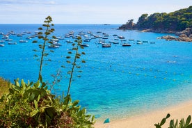 Photo of panoramic aerial view of beautiful Blanes in Costa Brava on a beautiful summer day, Spain.