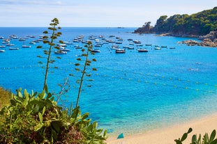 Photo of aerial view of Calella de Palafrugell and Llafranc view (Costa Brava), Catalonia, Spain.