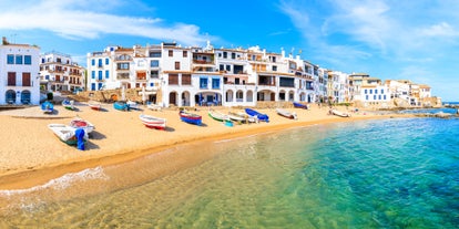 Photo of aerial view of Calella de Palafrugell and Llafranc view (Costa Brava), Catalonia, Spain.