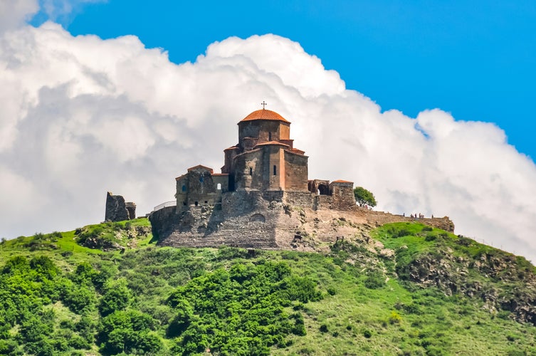 photo of Jvari Monastery is a sixth century Georgian Orthodox monastery near Mtskheta, eastern Georgia. It is listed as a World Heritage site by UNESCO.