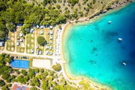 Photo of aerial view of Crikvenica town on Adriatic sea waterfront , Kvarner bay region of Croatia.