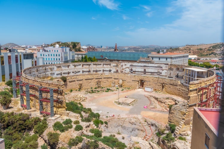 Ruins of roman amphitheater in Cartagena, Spain