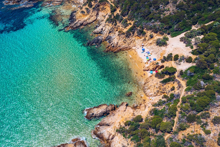 Wonderful beach di Cala Cipolla of Chia bay, Sardinia, Italy.