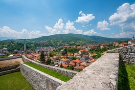 Photo of aerial view of the old bridge and river in city of Mostar, Bosnia and Herzegovina.