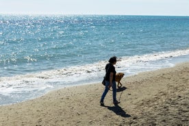 Photo of aerial view of Lido di Ostia famous Italian sandy beach, Italy.