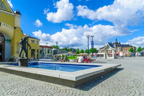 Photo of scene of Kuopio Market Square, with locals and visitors, in Kuopio, Finland.