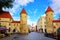 Photo of Twin towers of Viru Gate in the old town of Tallinn, Estonia.