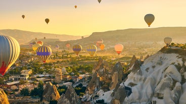 Photo of Cappadocia that is known around the world as one of the best places to fly with hot air balloons. Goreme, Cappadocia, Turkey.