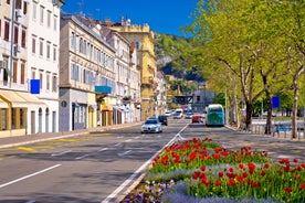 Photo of aerial view of Crikvenica town on Adriatic sea waterfront , Kvarner bay region of Croatia.