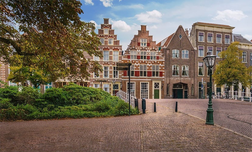 photo of City gate and Bridge Morspoort in Leiden, South Holland, Netherlands.