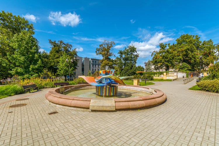 Photo of avenue of Polish Song Stars in Opole, Poland.