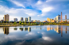 Photo of redeveloped Warehouses along the River in Leeds, UK.