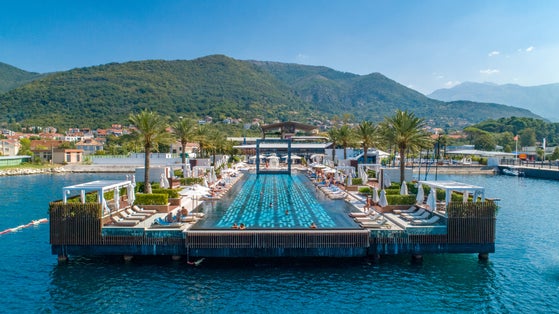Photo of the waterfront of Tivat in the Bay of Kotor, Montenegro.