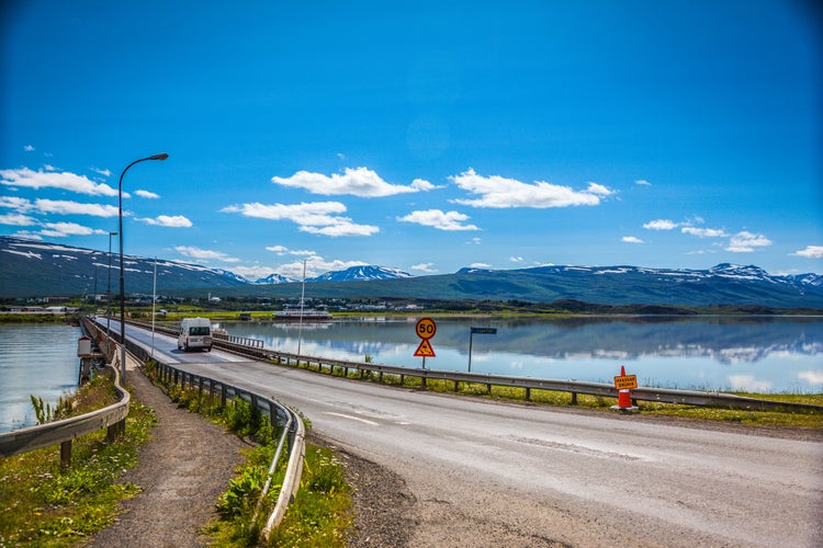 Photo of Lagarfljót Lake at the Town of Fellabær, Eastern Iceland just above Town Egilsstaðir