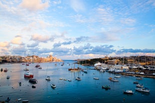 Photo of beautiful aerial view of the Spinola Bay, St. Julians and Sliema town on Malta.