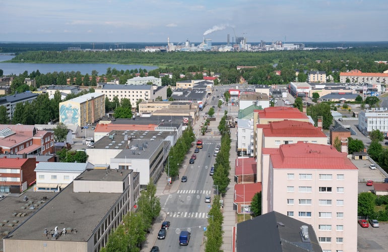 Photo of Valtakatu street from Kemi City Hall. Finland.