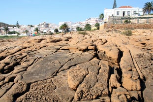 Photo of panoramic aerial view of Praia da Luz in municipality of Luz in Algarve, Portugal.