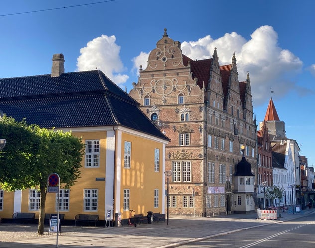 Evening walk through the historical centre of Aalborg, Denmark.