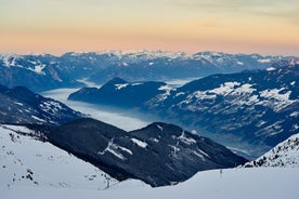 Photo of panorama of Hintertux ski resort in Zillertal Alps in Austria.