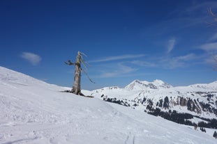 Photo of aerial view of Lenk  village in Switzerland.