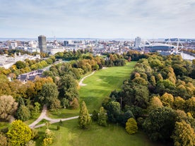 Photo of aerial view of the city of Liverpool in United Kingdom.